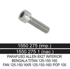 Parafuso Allen 8 X 27 Inferior Bengala Titan 125/150/160 / Fan 125/150 / Nxr 125/150/160 / Pop 100/110i - Jc Maxi Br
