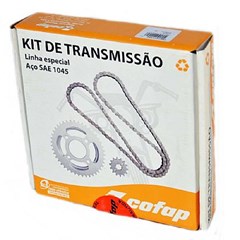 Kit Tracao (Transmissao) Honda Cg/Titan 125 Fan 2009 A 2013 Coroa/Pinhao/Corrente (43d/14d/428h/116l) (1045) - Cofap