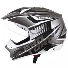 Capacete Protork Cross Th1 Vision Adventure - Prata/Branco 58