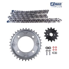 Kit Tracao (Transmissao) Honda Pop 110 2015 A 2023 Coroa/Pinhao/Corrente (34d/14d/428uo/104l) (1045) Com Retentor - Jc Maxi