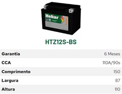 Bateria Honda Nc 700/Vt750 Shadow Xlo650 (Htz12s-Bs) 11ah Selada - Heliar