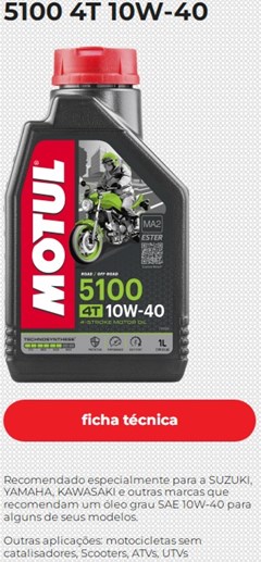 Oleo Motor Moto 5100 4t 10w40 Semissintetico (Technosynthese) Sm (Litro) - Motul