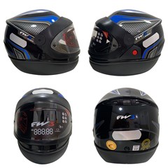 Capacete Fw3 Automatic Fechado - Preto/Azul 58