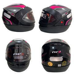 Capacete Fw3 Automatic Fechado - Preto/Rosa 58