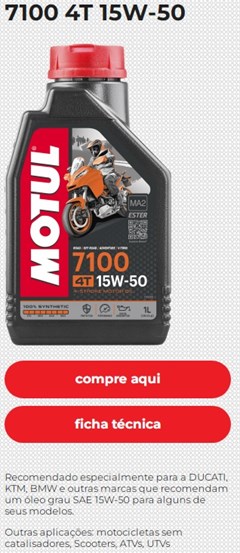 Oleo Motor Moto 7100 4t 15w50 100% Sintetico Sn (Litro) - Motul