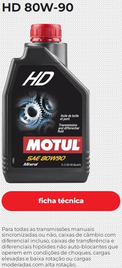 Oleo Transmissao Moto Hd 80w90 Mineral (Litro) - Motul