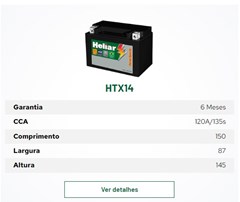 Bateria Bmw Gs 800 (Htx14) 12ah Selada - Heliar