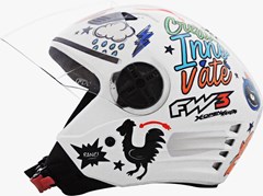 Capacete Fw3 X Open Stickers Aberto - Branco 60