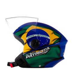 Capacete Protork Liberty New Three Patriota Brasil Aberto - Azul/Verde 58