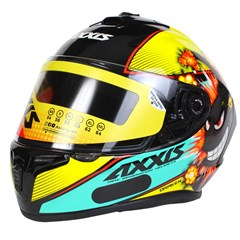 Capacete Axxis Draken Bomb Gloss Fechado - Black/Yellow - 58