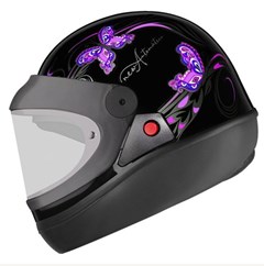 Capacete Ebf Automatico Fechado Borboleta - Preto/Rosa 58