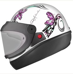 Capacete Ebf Automatico Fechado Borboleta - Branco/Rosa 56