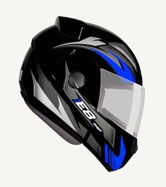 Capacete Ebf E8 New Fast Escamoteavel - Preto/Azul 60