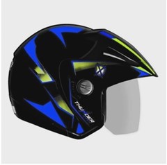 Capacete Ebf Thunder Open Steel - Preto/Azul 56