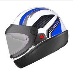 Capacete Ebf Automatico Fechado Bolt - Branco/Azul 60