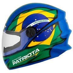 Capacete Protork R8 Patriota Brasil Fechado - Azul/Verde 58