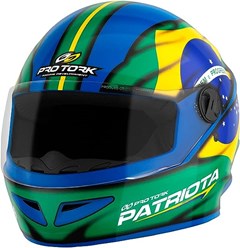 Capacete Protork R8 Patriota Brasil Fechado - Azul/Verde 60