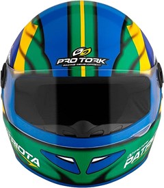 Capacete Protork R8 Patriota Brasil Fechado - Azul/Verde 60