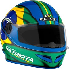 Capacete Protork R8 Patriota Brasil Fechado - Azul/Verde 60