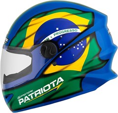 Capacete Protork R8 Patriota Brasil Fechado - Azul/Verde 60