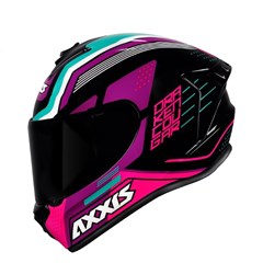 Capacete Axxis Draken Cougar Gloss Fechado - Black/Pink/Tiffany - 60