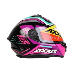 Capacete Axxis Draken Cougar Gloss Fechado - Black/Pink/Tiffany - 60