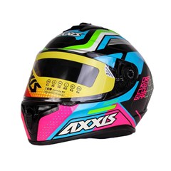 Capacete Axxis Draken Cougar Gloss Fechado - Black/Blue/Pink - 58