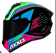 Capacete Axxis Draken Cougar Gloss Fechado - Black/Blue/Pink - 58