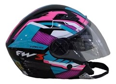 Capacete Fw3 X Open Up Fox Aberto - Azul Tiffany (C/Oculos) - 60