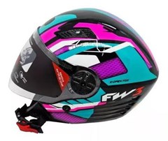 Capacete Fw3 X Open Up Fox Aberto - Azul Tiffany (C/Oculos) - 60