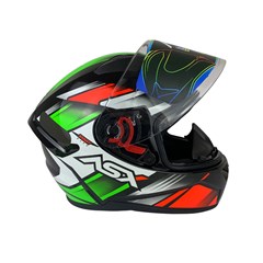 Capacete Asx City Start Brilho Fechado - Preto/Vermelhor/Verde - 58