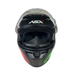 Capacete Asx City Start Brilho Fechado - Preto/Vermelhor/Verde - 58