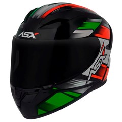 Capacete Asx City Start Brilho Fechado - Preto/Vermelhor/Verde - 58