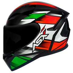 Capacete Asx City Start Brilho Fechado - Preto/Vermelhor/Verde - 62