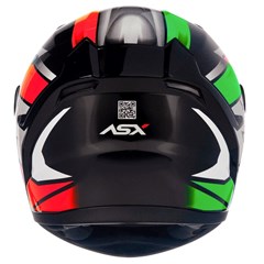 Capacete Asx City Start Brilho Fechado - Preto/Vermelhor/Verde - 62