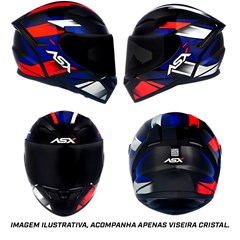 Capacete Asx City Start Brilho Fechado - Preto/Vermelhor/Azul - 58