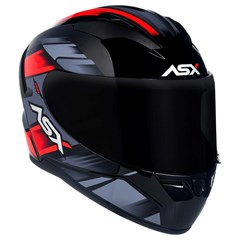 Capacete Asx City Start Brilho Fechado - Preto/Vermelho/Cinza - 62