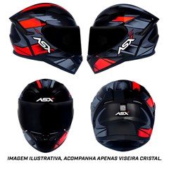 Capacete Asx City Start Brilho Fechado - Preto/Vermelho/Cinza - 62