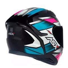 Capacete Asx City Start Brilho Fechado - Preto/Turquesa/Rosa - 60