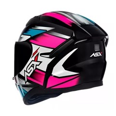 Capacete Asx City Start Brilho Fechado - Preto/Turquesa/Rosa - 60