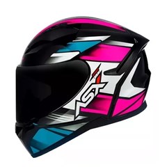 Capacete Asx City Start Brilho Fechado - Preto/Turquesa/Rosa - 60