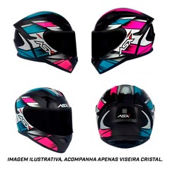 Capacete Asx City Start Brilho Fechado - Preto/Turquesa/Rosa - 60