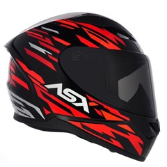 Capacete Asx City Arrow Brilho Fechado - Preto/Vermelho/Branco - 58