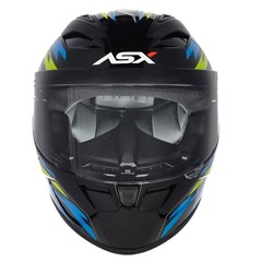 Capacete Asx City Arrow Brilho Fechado - Preto/Azul/Amarelo - 58