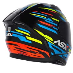 Capacete Asx City Arrow Brilho Fechado - Preto/Azul/Amarelo - 58