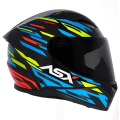 Capacete Asx City Arrow Brilho Fechado - Preto/Azul/Amarelo - 58