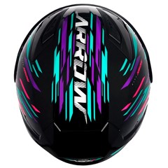 Capacete Asx City Arrow Brilho Fechado - Preto/Tiffany/Roxo - 58