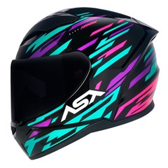 Capacete Asx City Arrow Brilho Fechado - Preto/Tiffany/Roxo - 58