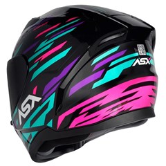 Capacete Asx City Arrow Brilho Fechado - Preto/Tiffany/Roxo - 58