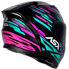 Capacete Asx City Arrow Brilho Fechado - Preto/Tiffany/Roxo - 58